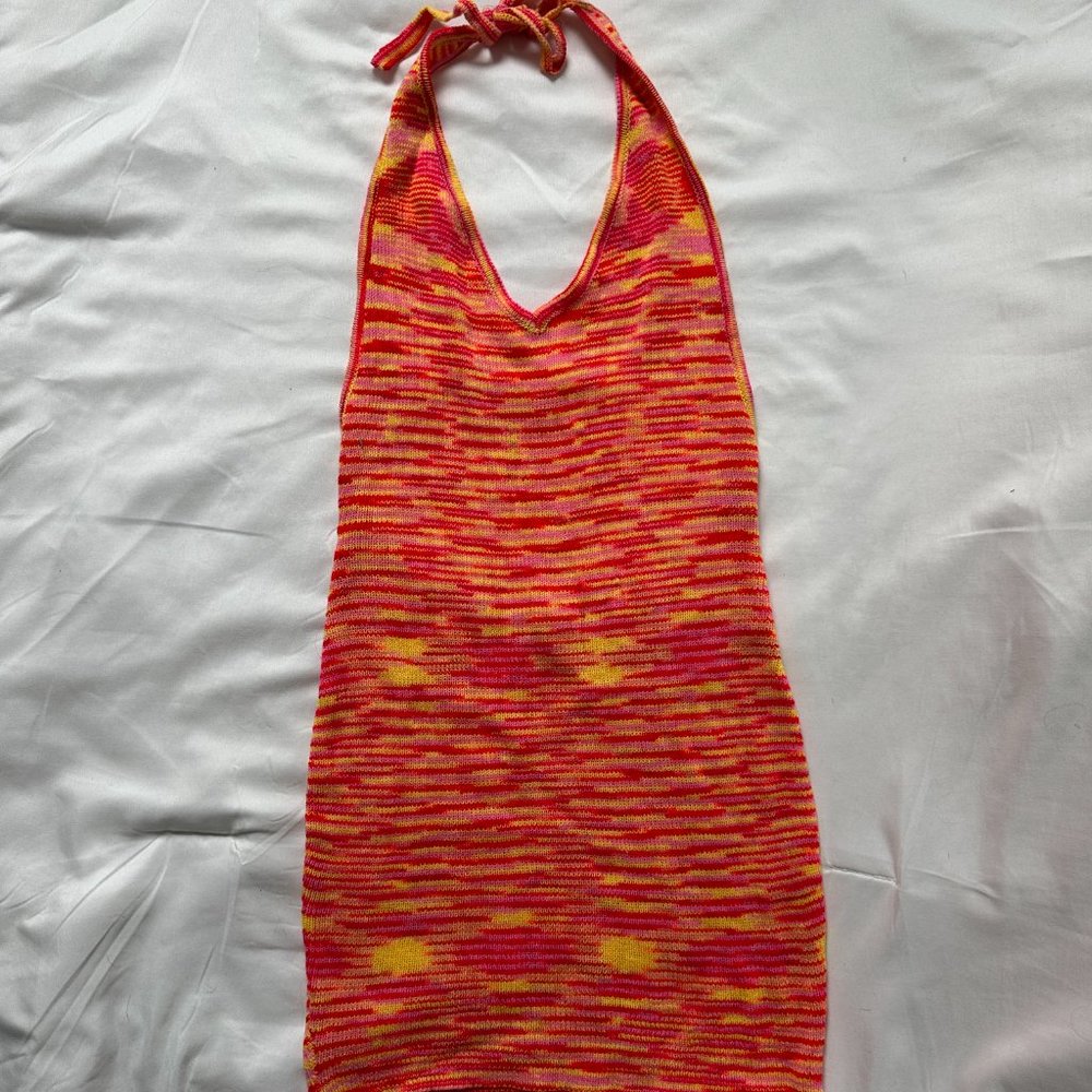 Knit open back mini dress